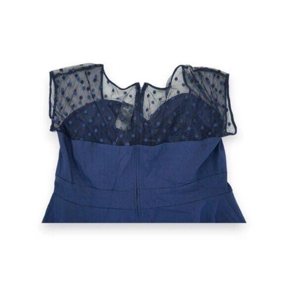Torrid Navy Blue Mesh Dot Inset Retro Swing Dress Sweetheart Neck Size 20 Retro - Picture 4 of 7